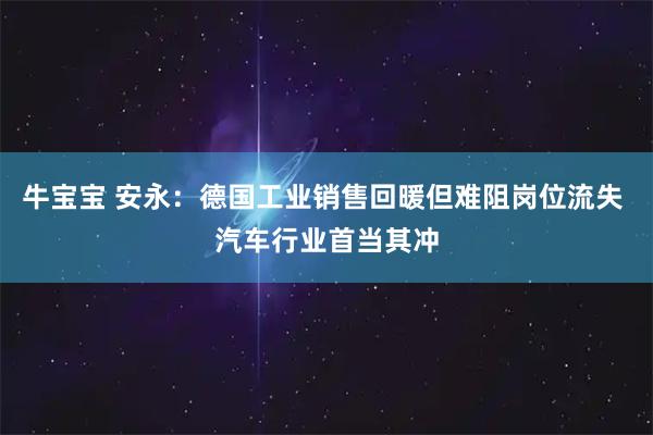 牛宝宝 安永:德国工业销售回暖但难阻岗位流失 汽车行业首当其冲